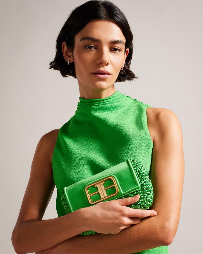 Sac Crossbody Ted Baker Satin Crochet Vert Femme | UQO-43421993